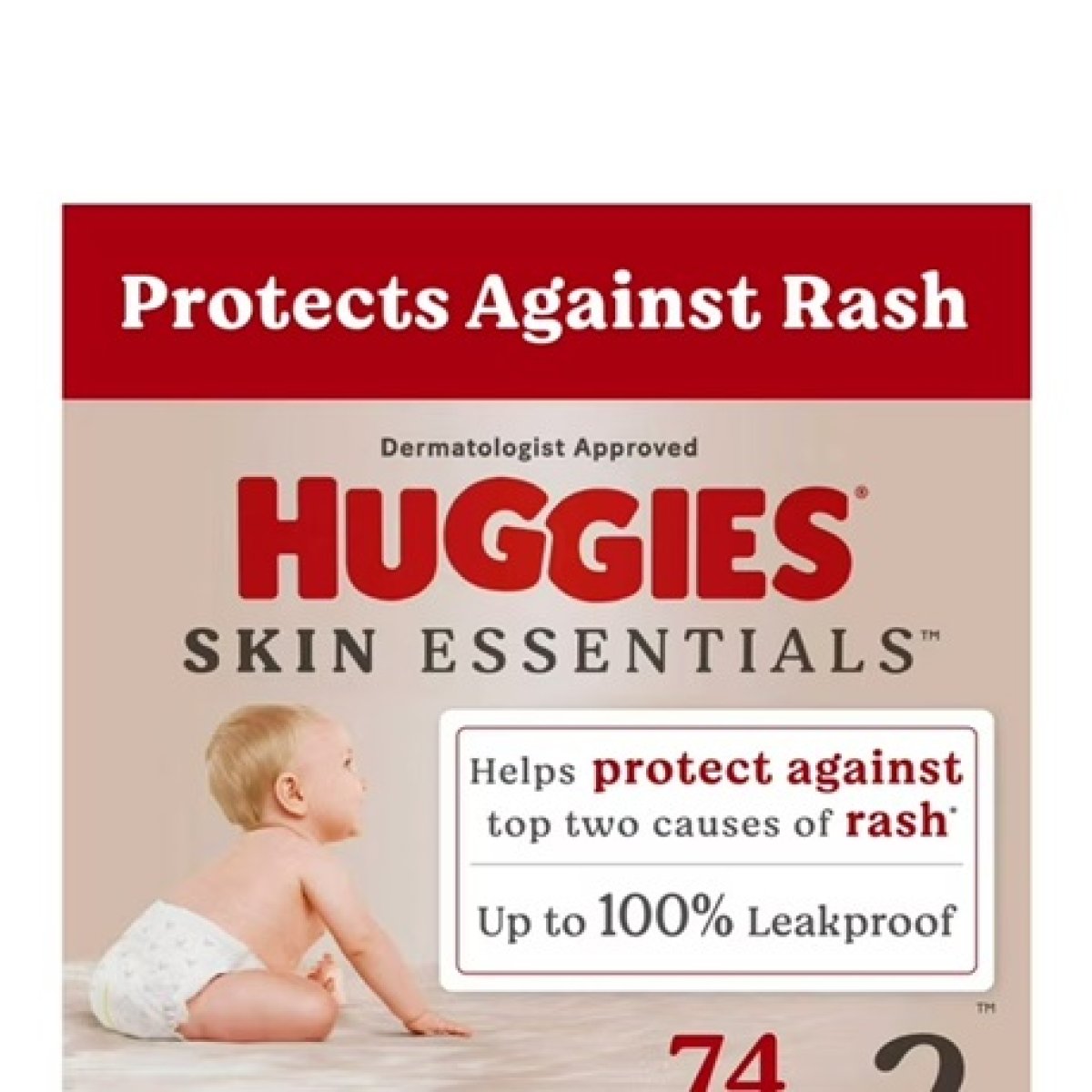 Huggies Skin Essentials Baby Diapers Size 2 (12-18 lbs), 74 Count (Select to See More Options)
