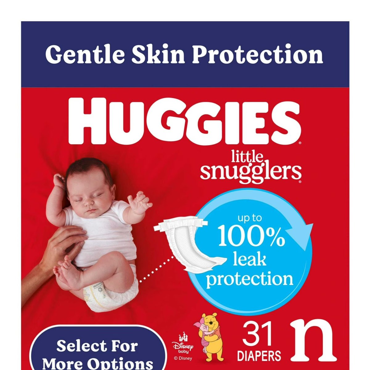 Huggies Little Snugglers Baby Diapers Newborn Size (up to 10 lbs), 31 Count (Select for More)