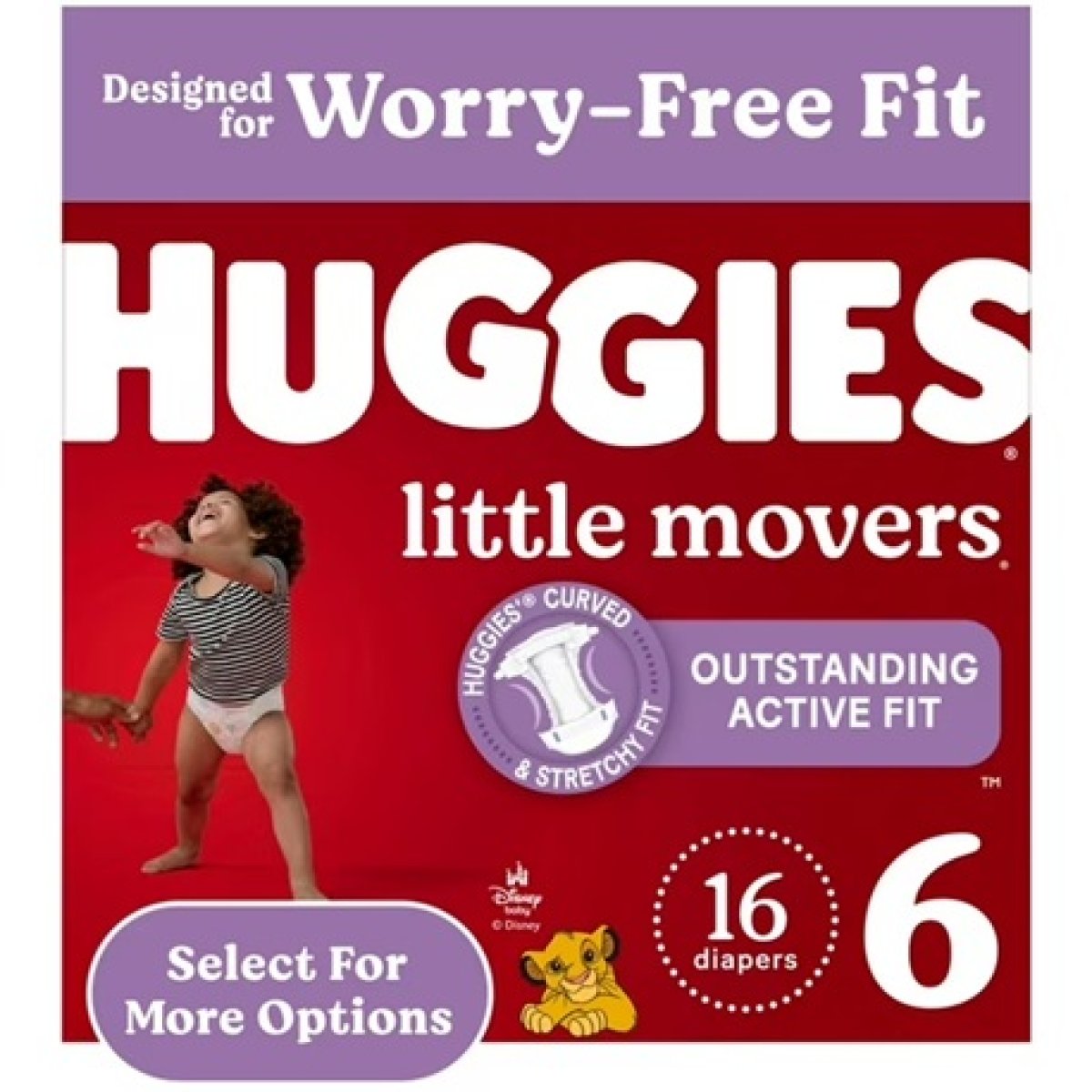Huggies Little Movers Baby Diapers Size 6 (Over 35 Pounds), 16 Count (Select for More)