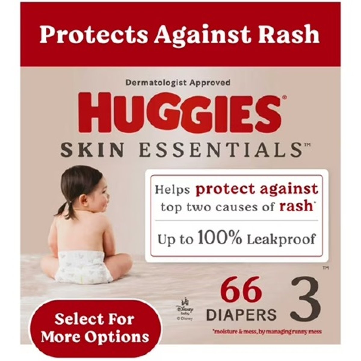 Huggies Skin Essentials Baby Diapers Size 3 (16-28 lbs), 66 Count (Select to See More Options)