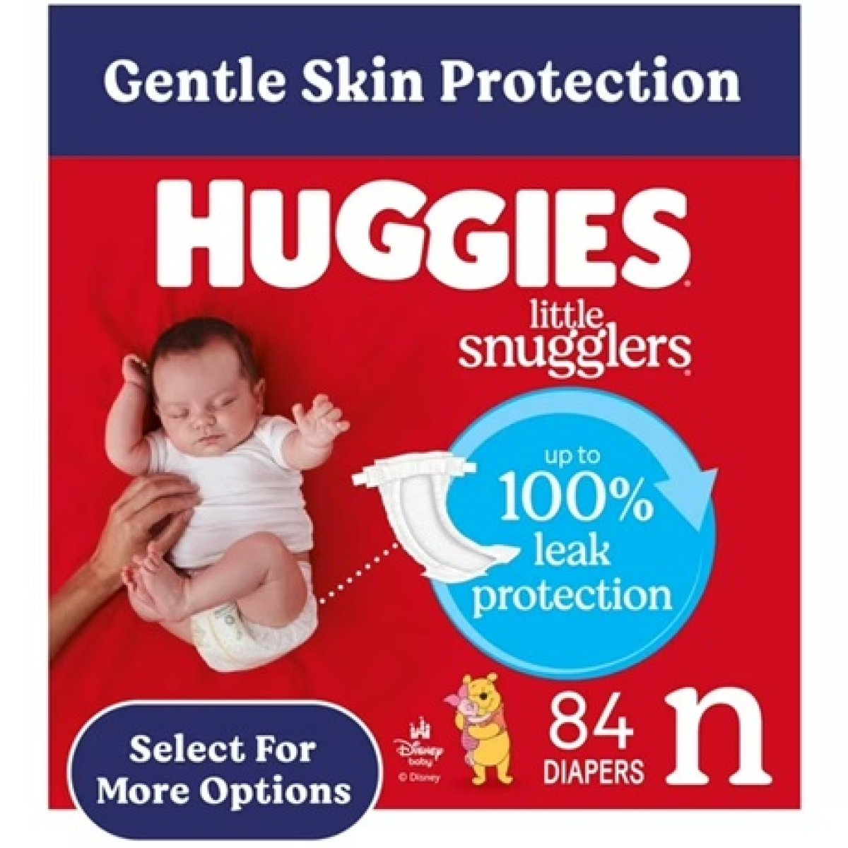 Huggies Little Snugglers Baby Diapers Newborn Size (up to 10 lbs), 84 Count (Select for More)