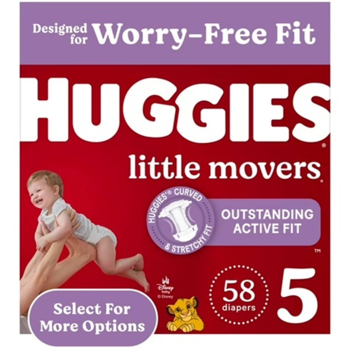 Huggies Little Movers Baby Diapers Size 5 (Over 27 Pounds), 58 Count (Select for More)