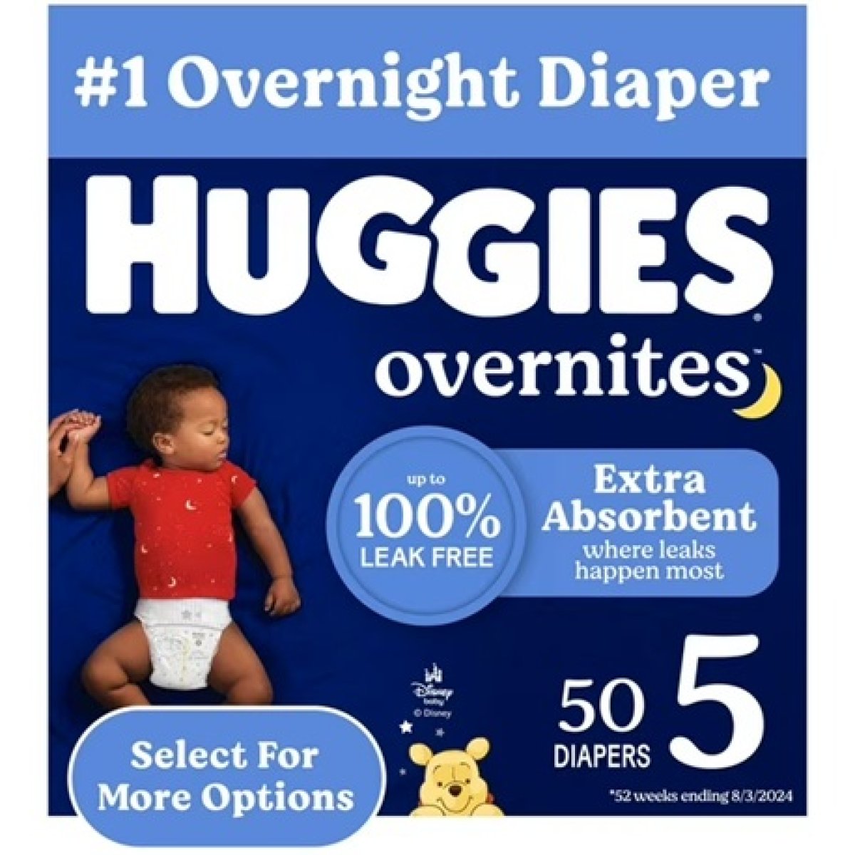 Huggies Overnites Nighttime Diapers for Babies Size 5 (Over 27 Pounds), 50 Count (Selected to See More)