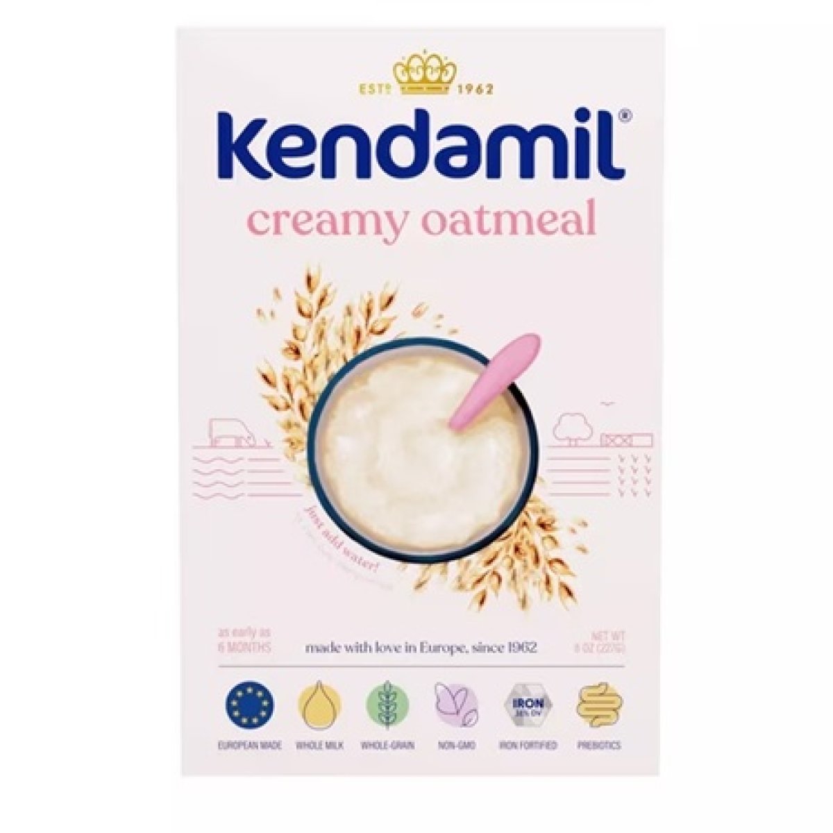 Kendamil Whole Grain Cereal for Babies, Creamy Oats, Whole Milk, Second Foods, 8 oz Box (11 Servings)