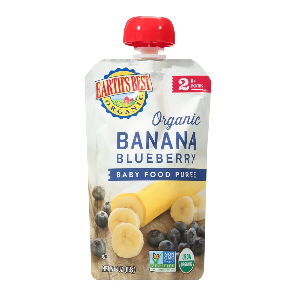 Earth's Best Organic Stage 2 Baby Food, Banana Blueberry, 4 oz Pouch