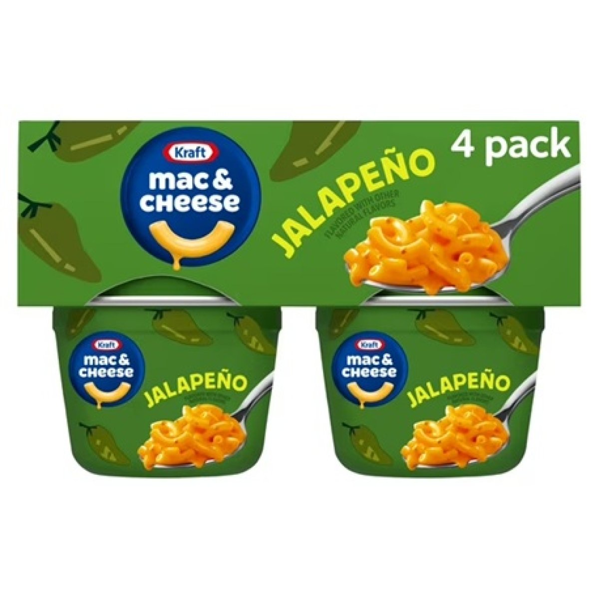 Kraft Mac and Cheese, 4 Cups, Easy Side for Dinner or Supper, Jalapeño Flavor with Other Natural Flavors, No Artificial Flavors, Preservatives or Colors, 2.05 oz