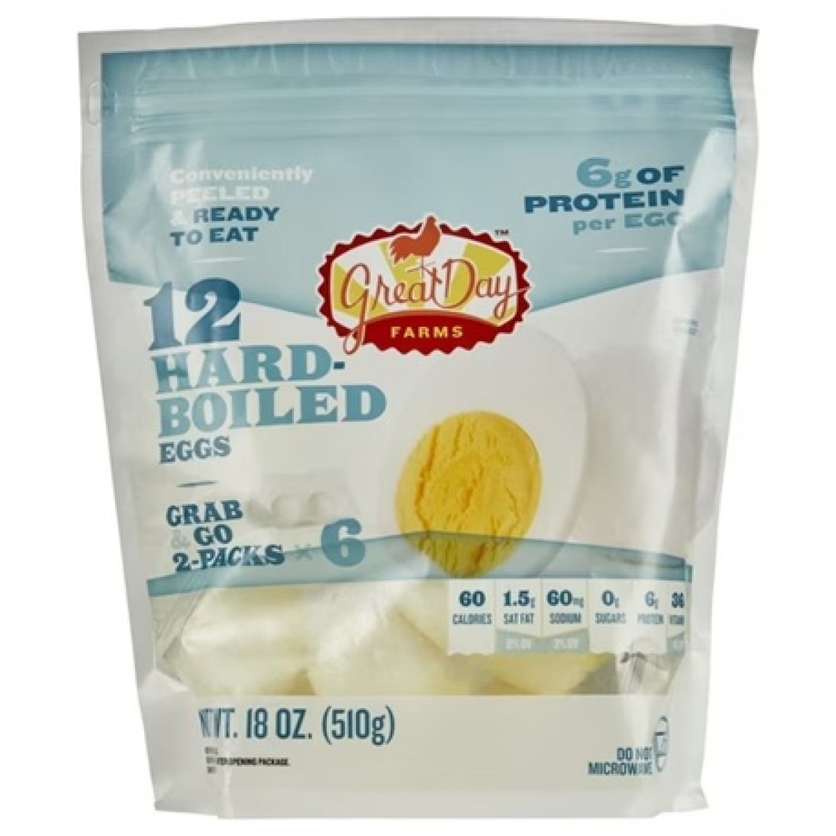 Great Day Farms Hard Boiled Eggs, 6 Packs, 12 Count