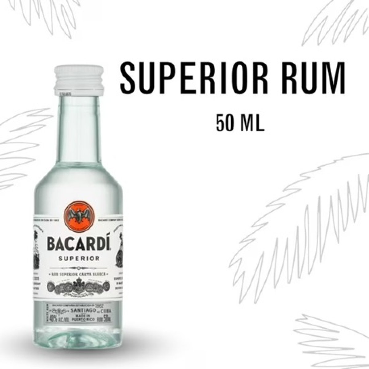 Bacardi Superior Gluten-Free White Rum, 50ml Bottle, ABV 40%