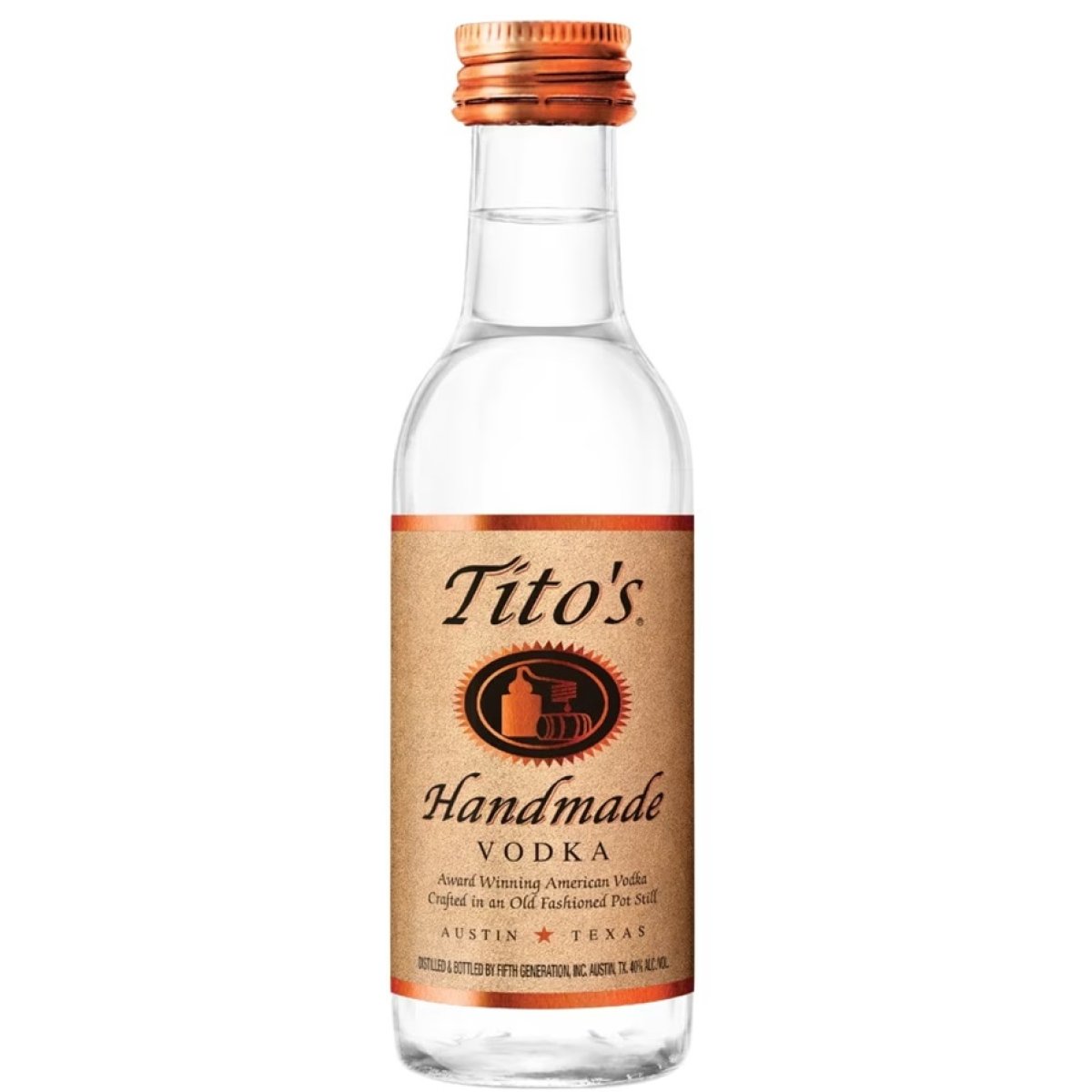 Tito's Handmade Vodka, 50ml Bottle, 40% Abbreviated
