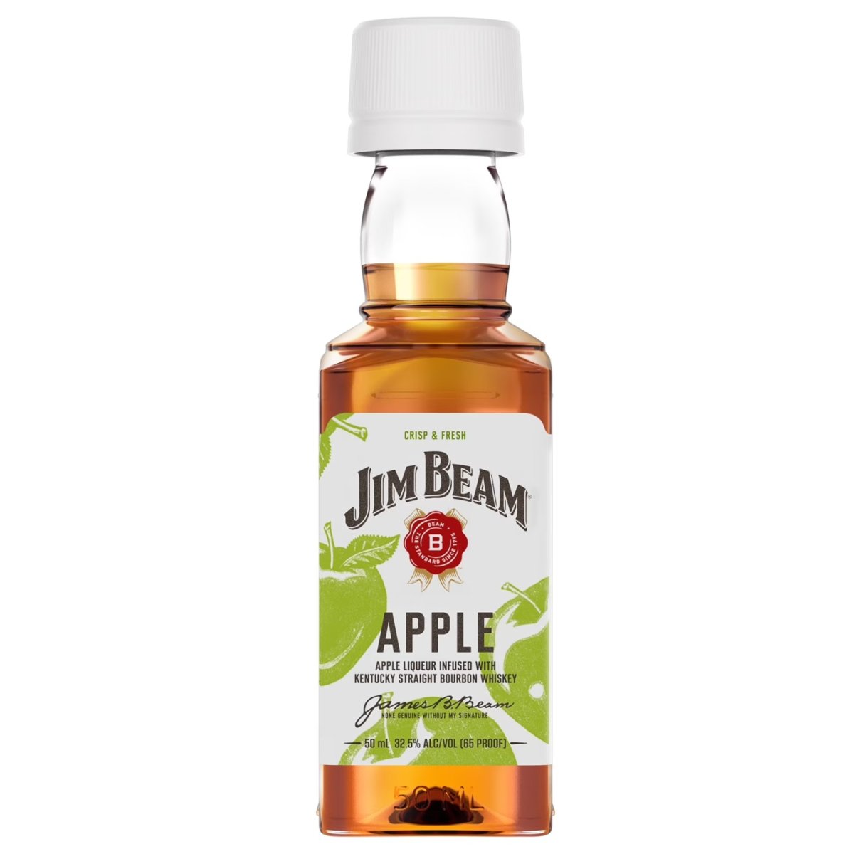 Jim Beam Apple Flavored Whiskey 10-Pack of 50ml Pet Bottles, 33% Abs
