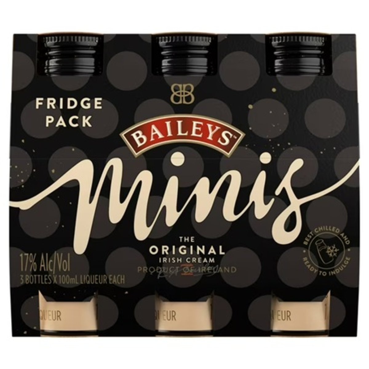 Baileys Irish Cream Original Liqueur Minis 100ml Bottles, Pack of 3, 17% ABV