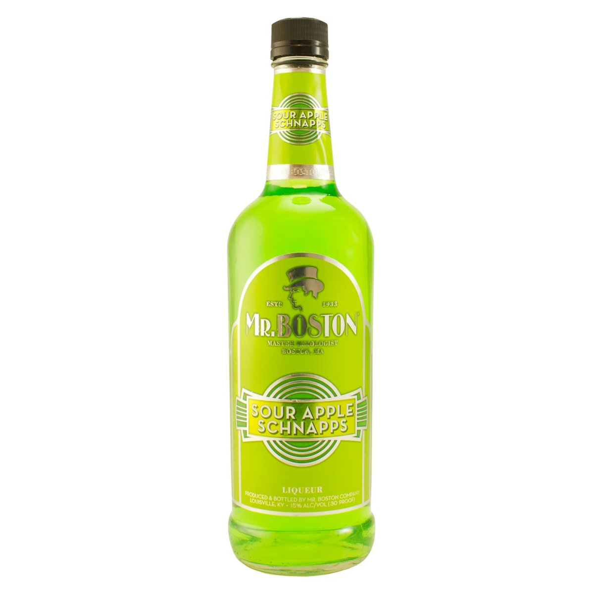 Mr. Boston Sour Apple Schnapps Liqueur, 750 ml, 15% Alcohol, Cocktail Mixers