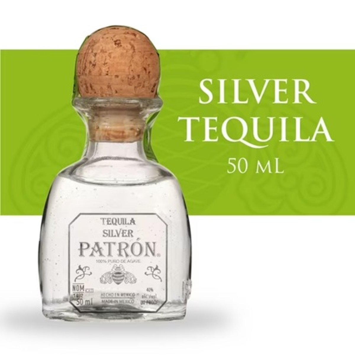 Patron Silver Tequila 40% ABV - 50 mL Bottle