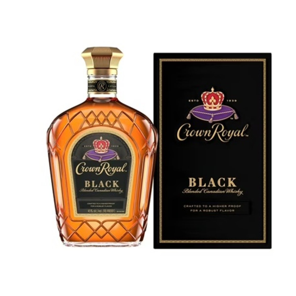 Crown Royal Canadian Blended Black Whisky 750 mL, 45% ABV