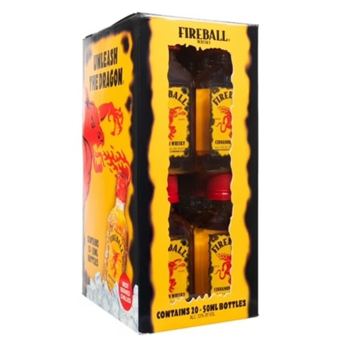 Fireball Whisky Window Box Cinnamon 50ml Bottles, 20 Units, 33% Alcohol