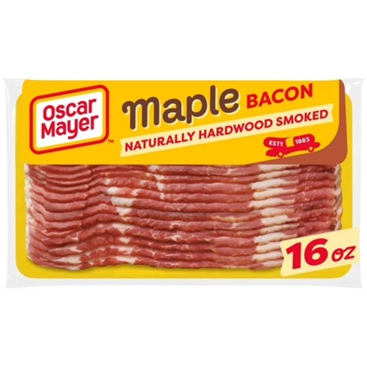 Oscar Mayer Natural Hardwood Smoked Maple Bacon 16 oz Package, 15-17 Slices