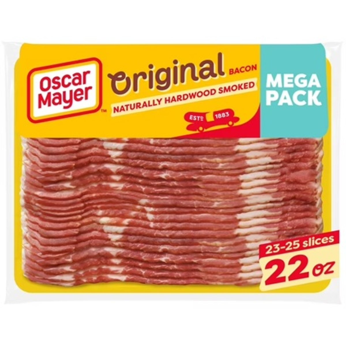 Oscar Mayer Mega Pack Naturals Hardwood Smoked Bacon 22 oz Pack, 23-25 ​​Slices