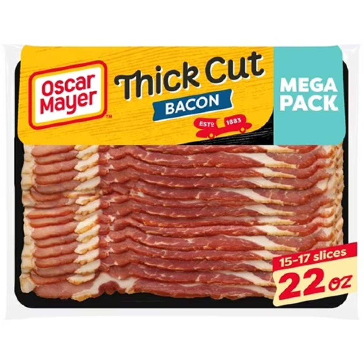 Oscar Mayer Mega Pack of Natural Hardwood Smoked Thick Cut Bacon for a Low Carb Lifestyle, 22 oz Pack