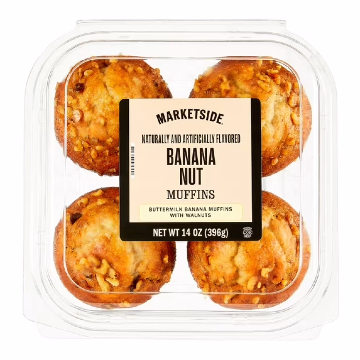 Marketside Banana Nut Muffins, 14 oz, 4 Count