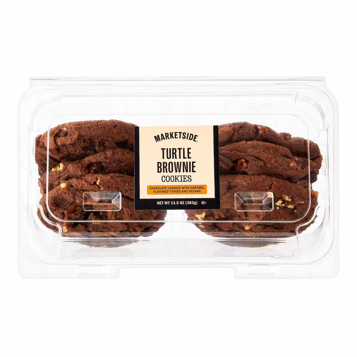 Marketside Decadent Turtle Brownie Bakery Cookies, 13.5 oz, 6 Count, Baked