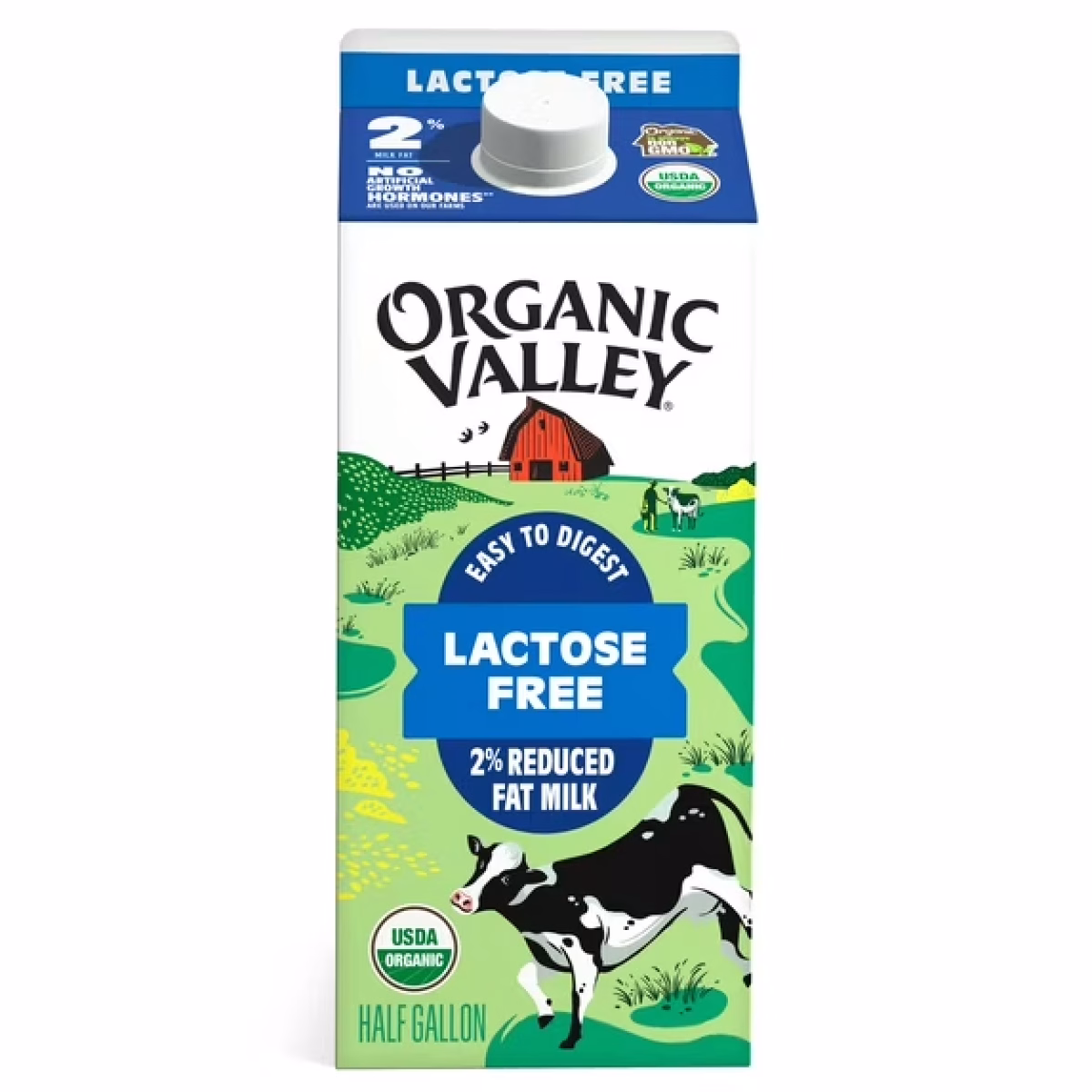 Organic Valley Organic Lactose Free Reduced Fat 2% Milk, Half Gallon, 64 fl oz