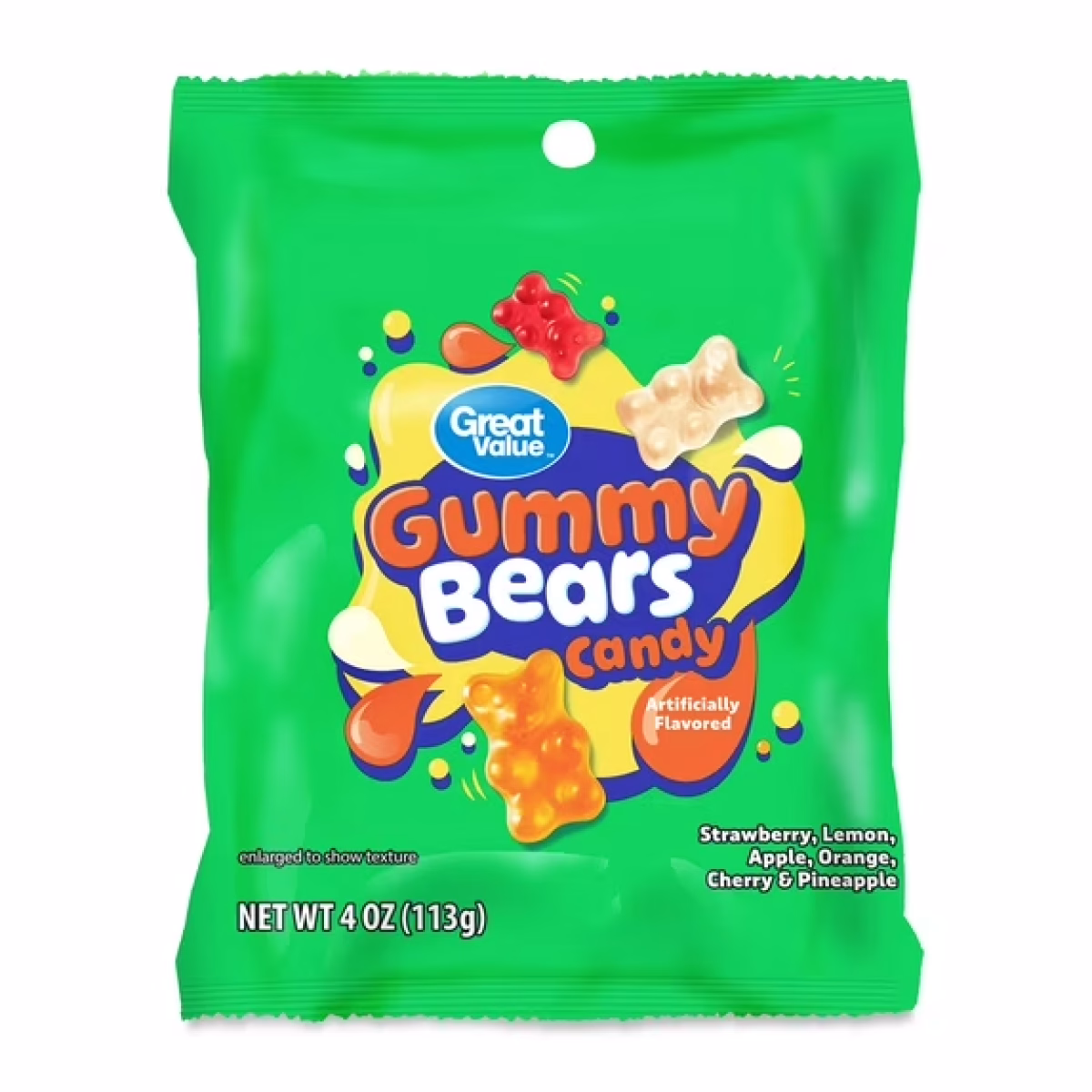 Great Value Gummy Bears Chewy Candy, 4 oz