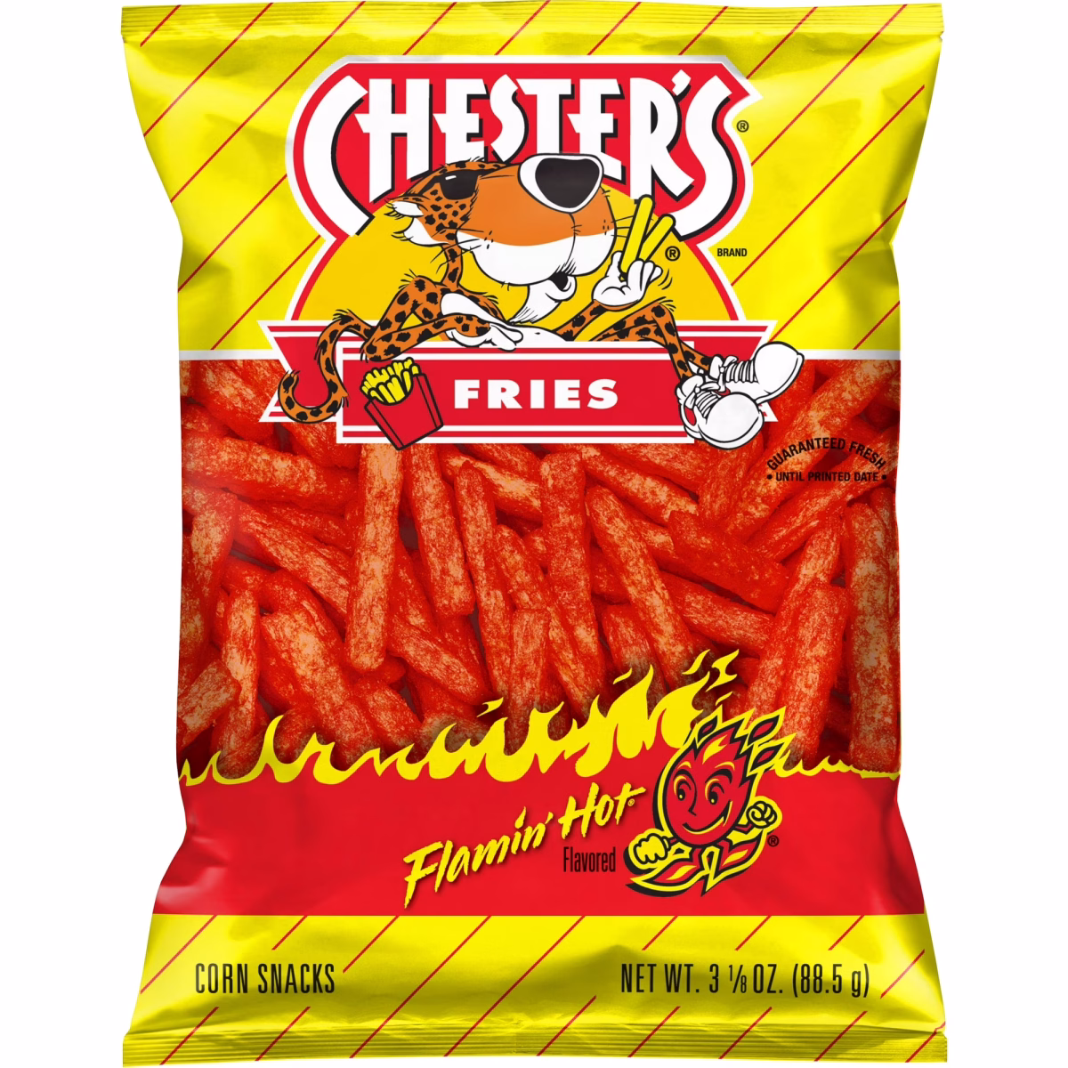 Chester's Fries Corn Snacks Flamin' Hot Flavored, 3.125 oz Bag