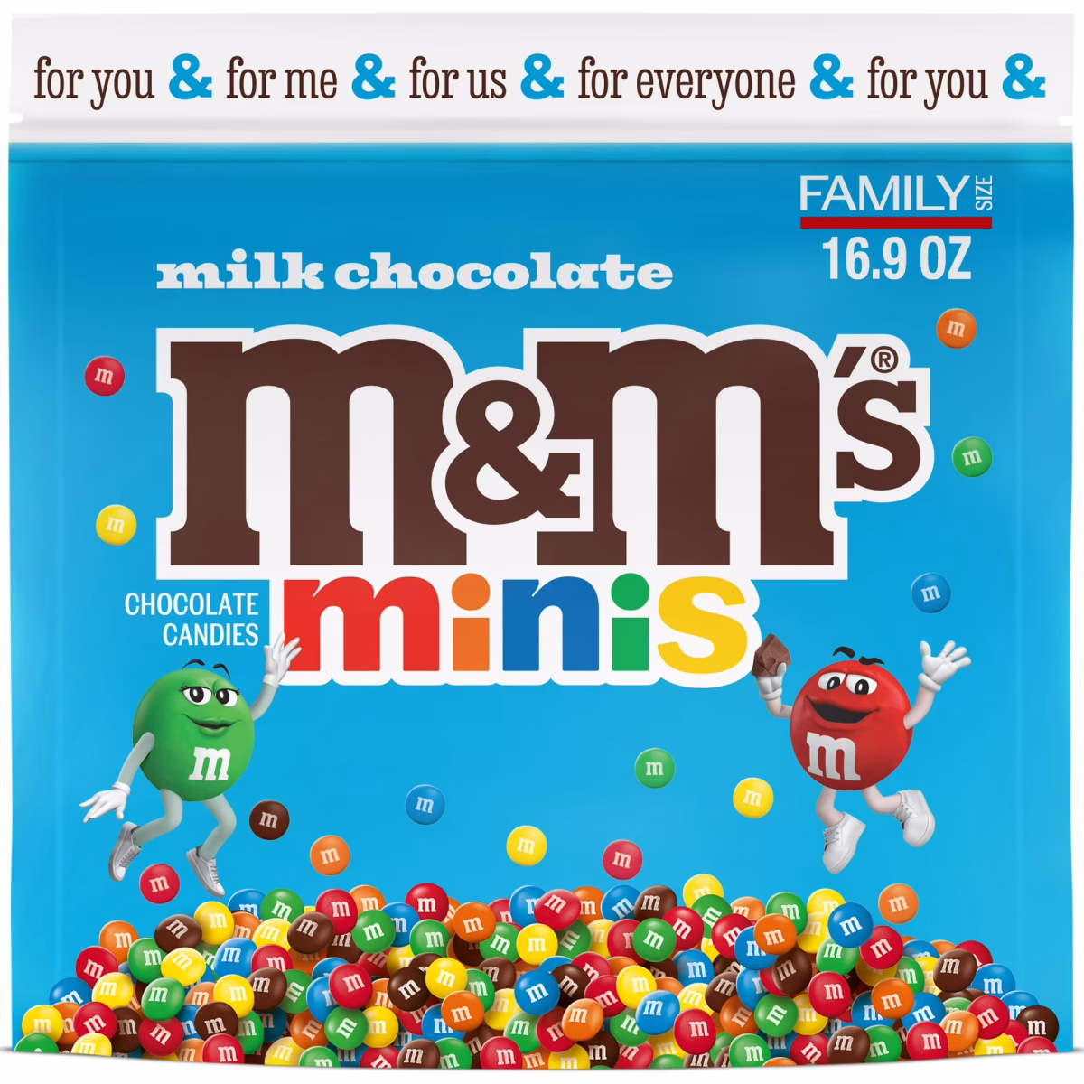 M&M's MINIS Milk Chocolate Candy, Family Size, 16.9 oz Bag