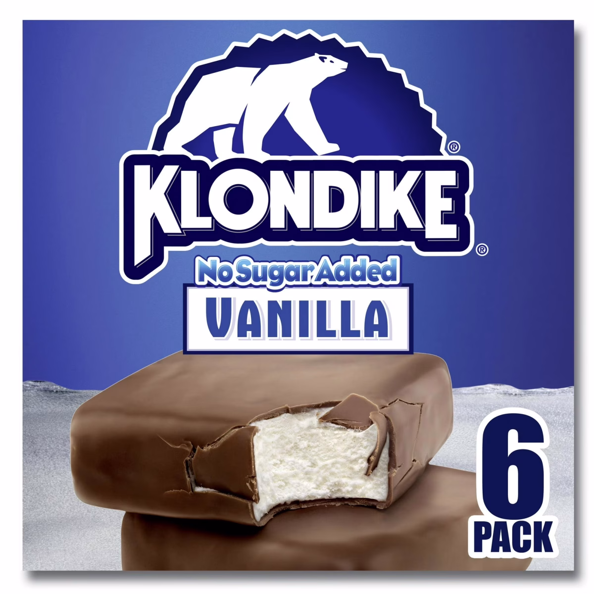 Klondike No Sugar Added Vanilla Ice Cream Sandwiches Frozen Desserts, 6 Count