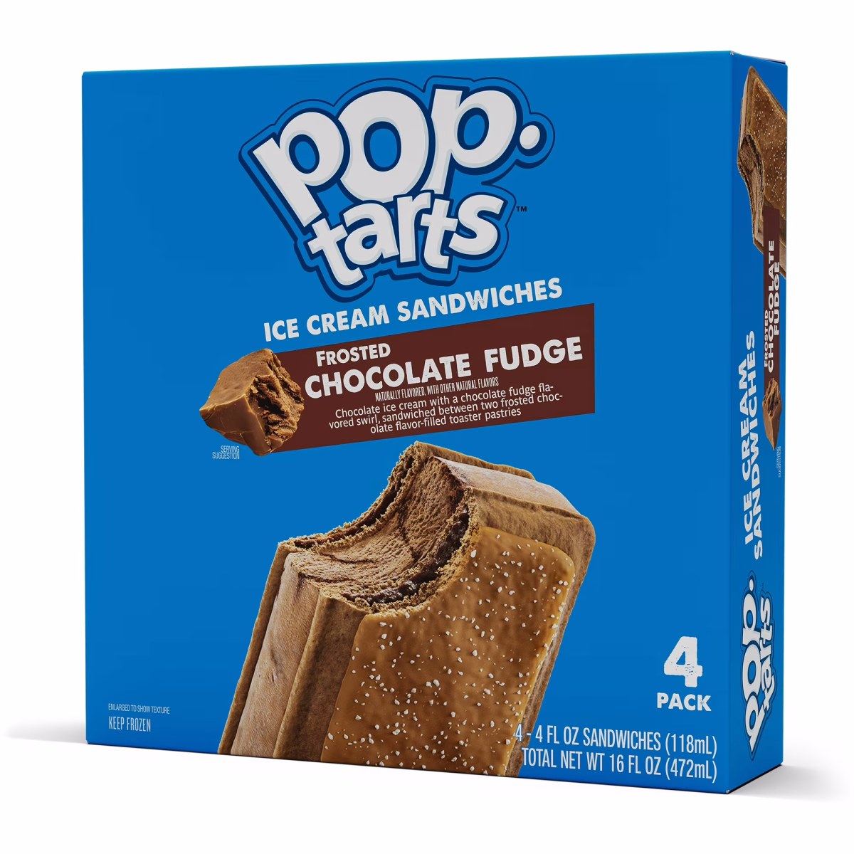 Pop-Tarts Frosted Chocolate Fudge Ice Cream Sandwiches, 4 fl oz, 4 pack (Frozen)