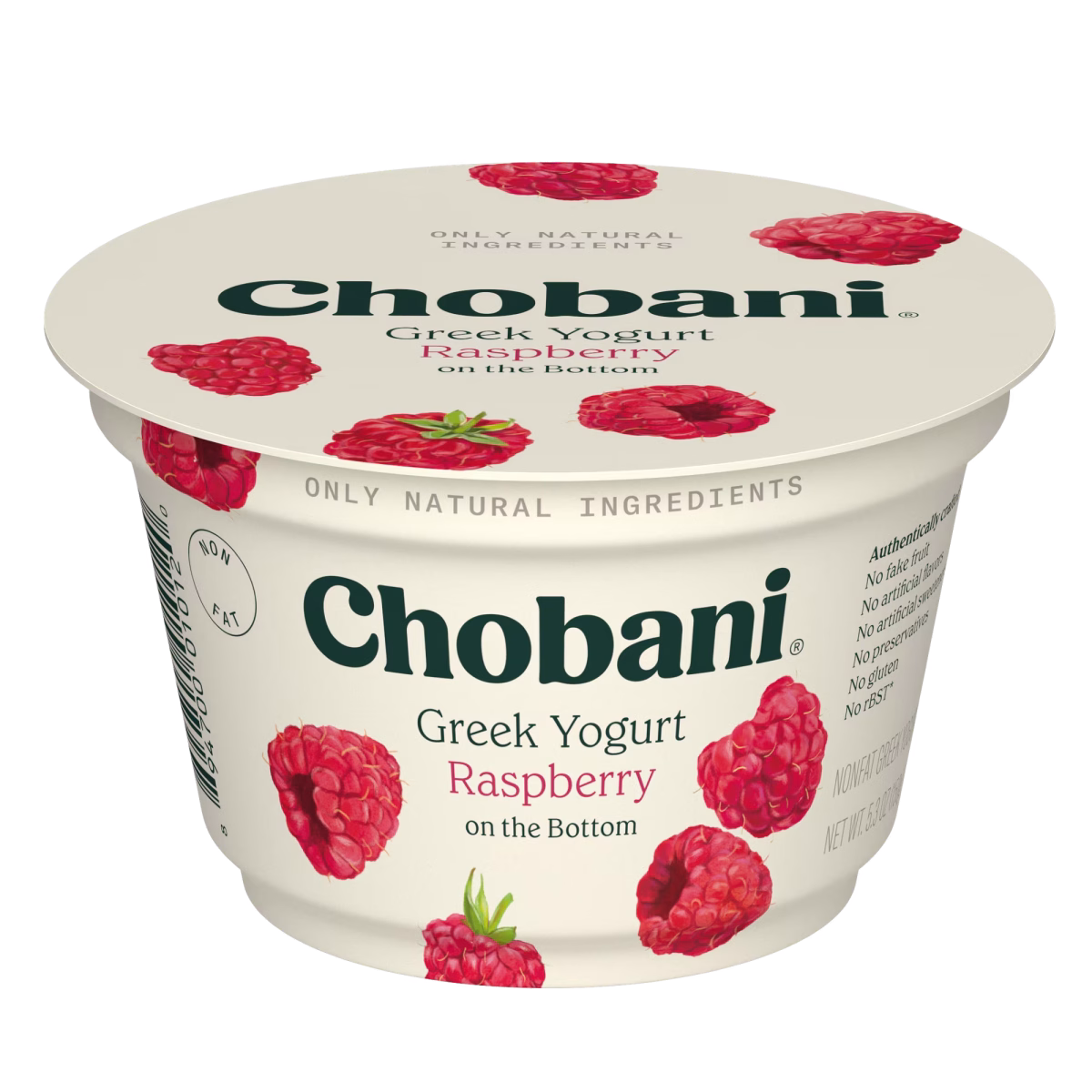 Chobani Non-Fat Greek Yogurt Raspberry on The Bottom 5.3 oz Cup