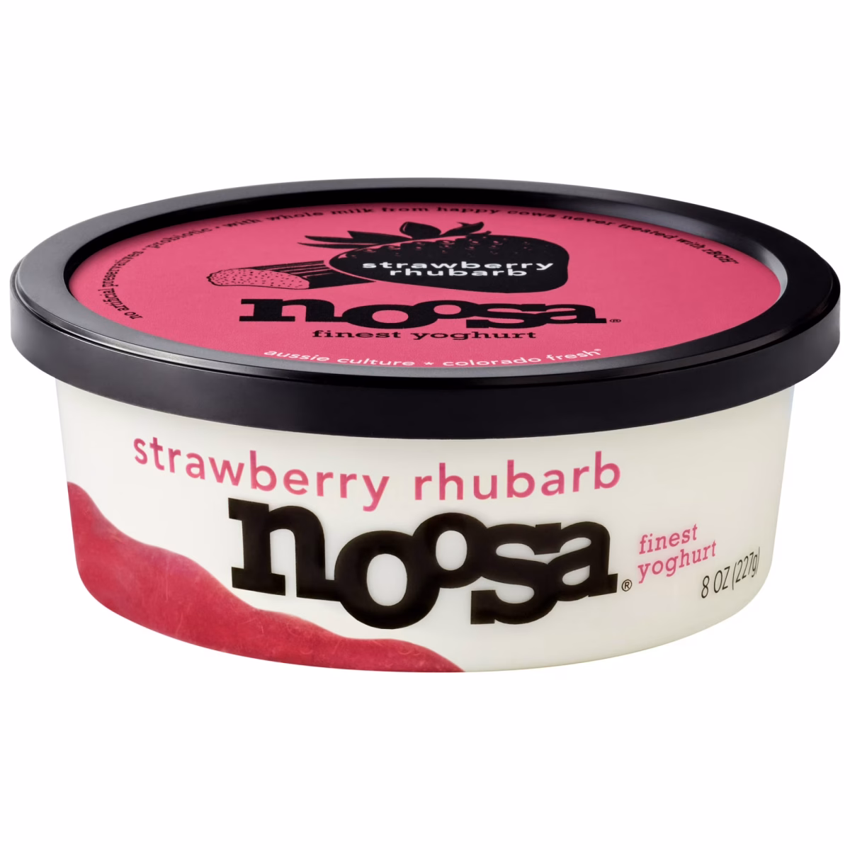 Noosa Yoghurt, Whole Milk Yogurt, Velvety Smooth & Creamy, Strawberry Rhubarb, 8 oz Tub