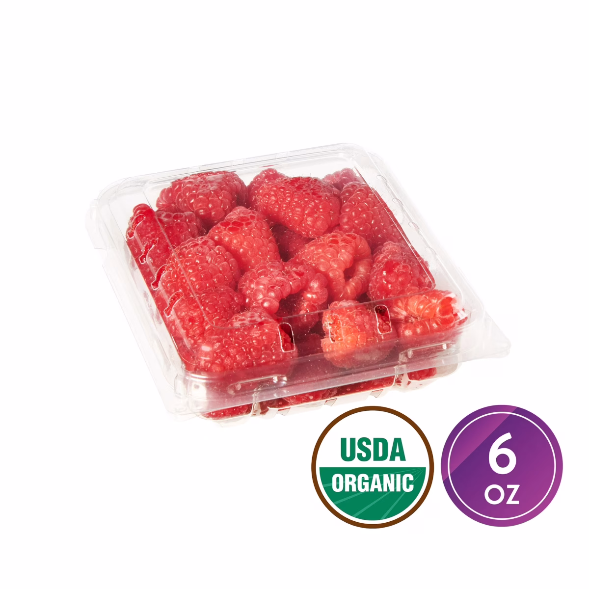 Fresh Organic Raspberries, 6 oz Container