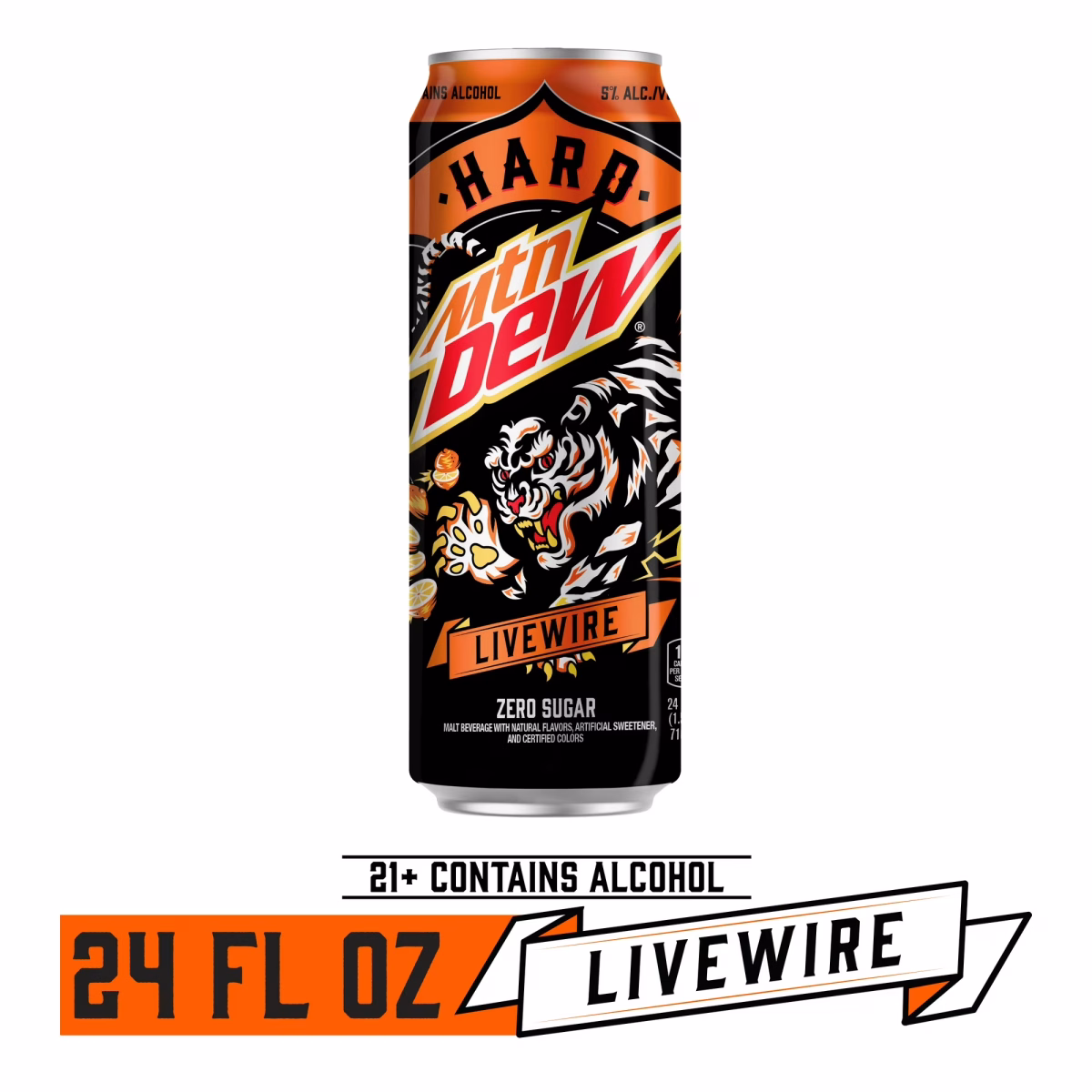 Hard Mountain Dew Livewire Malt Beverage, 24 fl. oz. Aluminum Can, 5% ABV