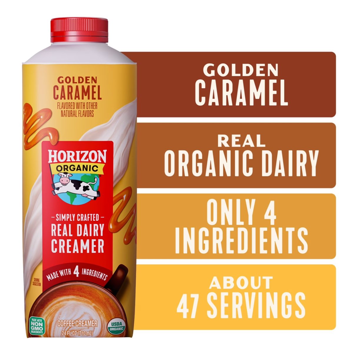 Horizon Organic Real Dairy Golden Caramel Coffee Creamer, Box, 24 fl oz