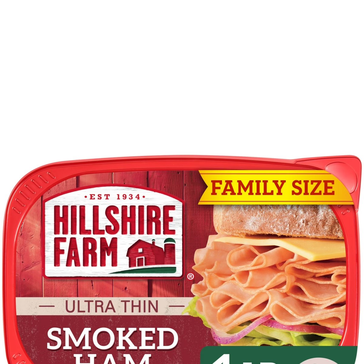 Hillshire Farm Ultra Thinly Sliced ​​Smoked Ham for Sandwiches, 16 oz Family Size Plastic Container, Refrigerated