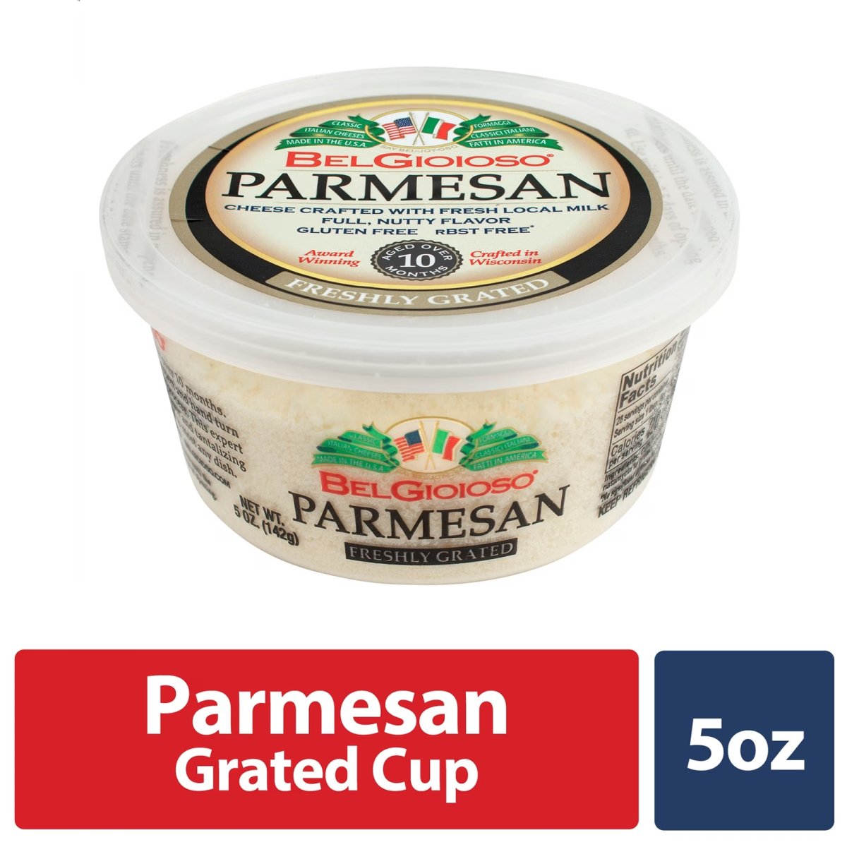 BelGioioso Freshly Grated Parmesan Cheese, Refrigerated, 5 oz Plastic Cup